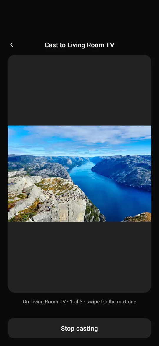 Casting a landscape photo to the living room TV